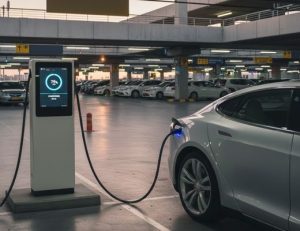 רכב חשמלי בנתבג בעמדת טעינה